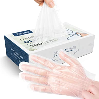 Photo 1 of 2 packs of Disposable Gloves, 500 Pcs Plastic Gloves for Kitchen Cooking Cleaning Food Handling by Teivio
