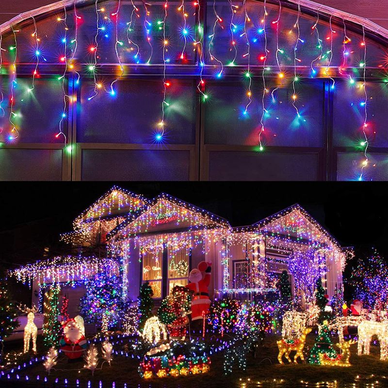 Photo 1 of KiflyTooin Led Christmas Lights Outdoor Christmas Decorations Hanging Lights 400LED 8 Modes 75 Drops, Outdoor Indoor Fairy String Lights for Party, Holiday, Wedding Decorations (Multicolor)
