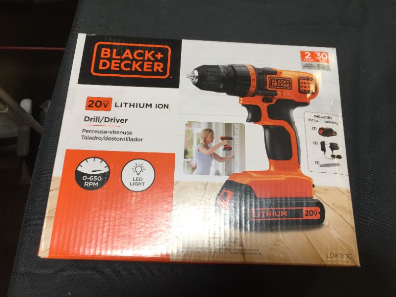 Photo 5 of BLACK+DECKER 20V MAX* Cordless Drill / Driver, 3/8-Inch (LDX120C)
