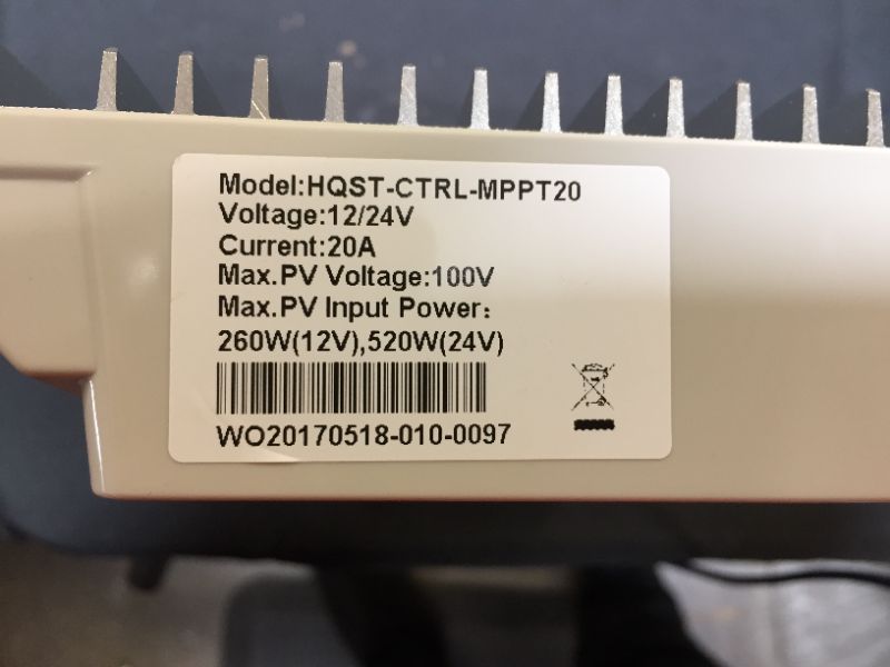 Photo 4 of HQST 20A Positive Ground MPPT 12V/24V Battery Solar Charge Controller Multiple Load Control Modes with LCD Display
