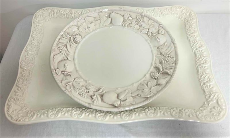 Photo 1 of PORCELAIN TRAY HANDMADE IN ITALY 22” x 17 AND GRANATE PLATE MADE IN ITALY