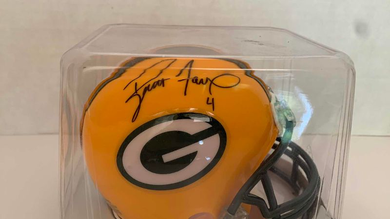 Photo 1 of BRETT FAVRE SIGNED MINI HELMET WITH COA