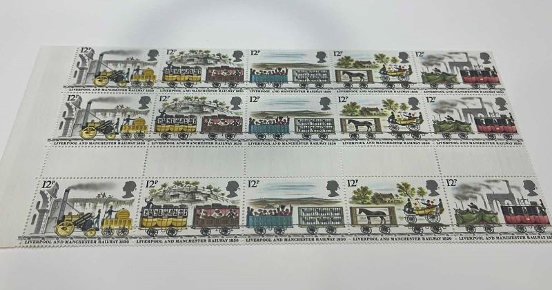 Photo 1 of LIVERPOOL AND MANCHESTER RAILWAY ANNIVERSARY STAMPS 1830 15 STAMPS