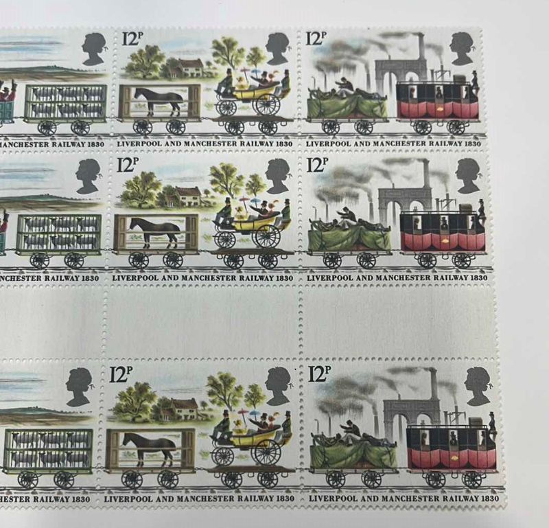 Photo 2 of LIVERPOOL AND MANCHESTER RAILWAY ANNIVERSARY STAMPS 1830 15 STAMPS