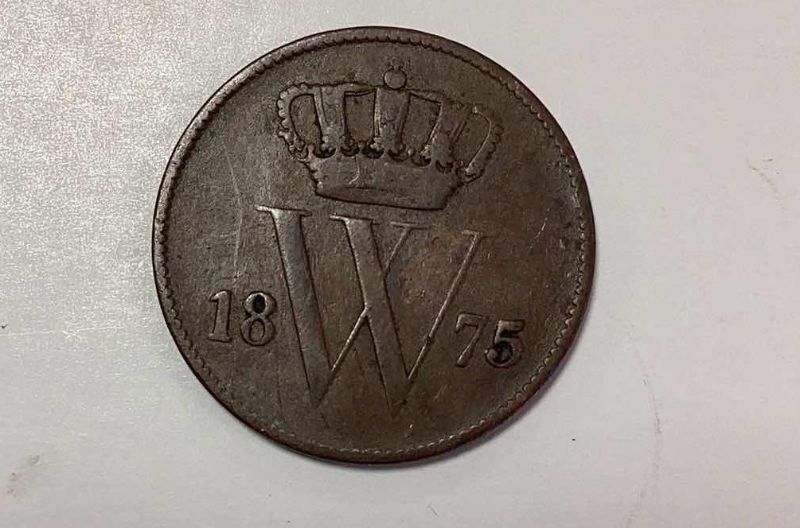 Photo 1 of 1875 NETHERLANDS 1 CENT COIN