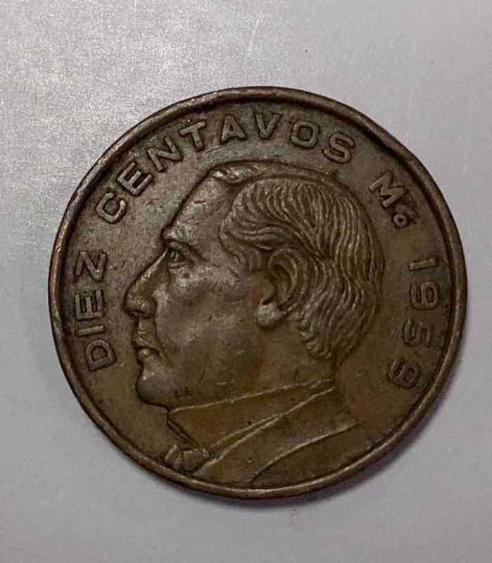 Photo 2 of 1959 ESTADOS UNIDOS MEXICANOS 10 CENTAVOS COIN