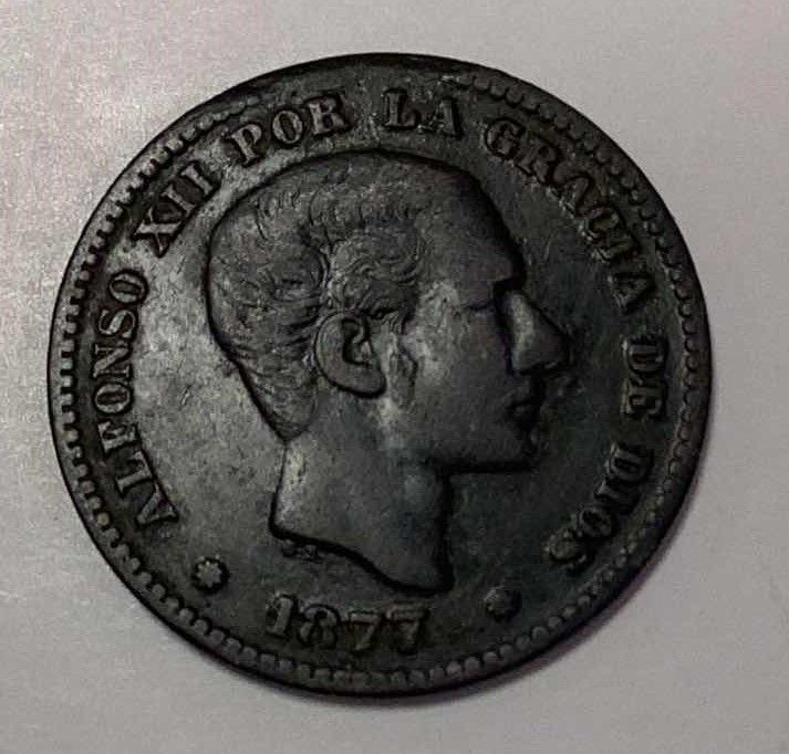 Photo 1 of 1877 SPAIN 5 CENTIMOS COIN