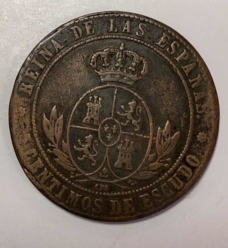 Photo 2 of 1867 SPAIN 5 CENTIMOS COIN