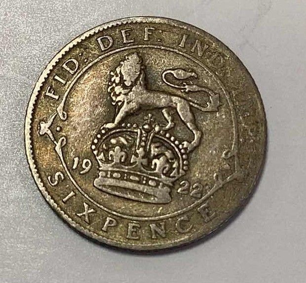 Photo 2 of 1922 INDIA 6 PENCE COIN