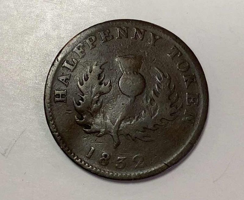 Photo 2 of 1832 NOVA SCOTCH HALF PENNY TOKEN COIN