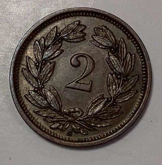 Photo 2 of 1938-5 SWITZERLAND 2 RAPPEN COIN