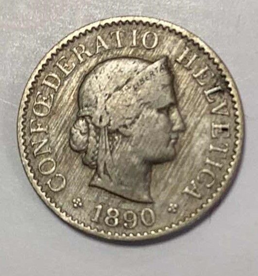 Photo 1 of 1890-8 SWITZERLAND 5 RAPPEN COIN