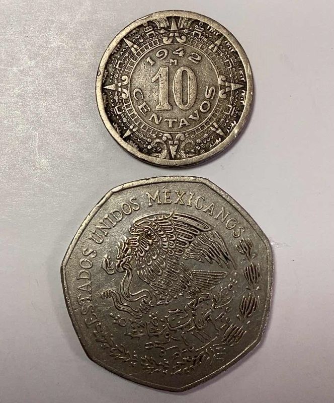 Photo 2 of 1942 MEXICO 10 CENTAVOS AND 1978 MEXICO 10 PESOS COINS
