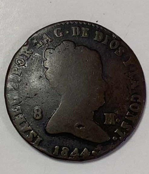 Photo 1 of 1844 SPAIN 8 MARAVEDIS COIN