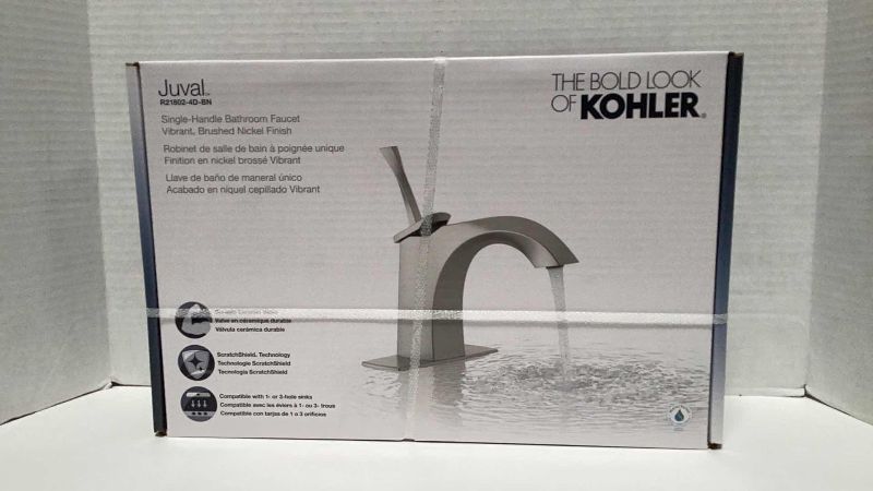 Photo 1 of KOHLER JUVAL SINGLE HANDLE BATHROOM FAUCET BRUSHED NICKEL FINISH. FACTORY SEALED R21802-4D-BN