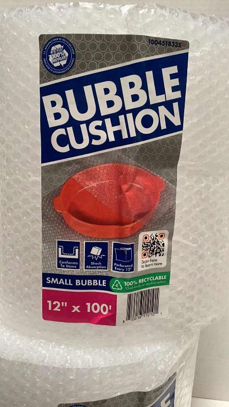 Photo 1 of 2 X BUBBLE CUSHION 12” X 100 FEET, 3/16 BUBBLE, PERFORATED EVERY 12” 