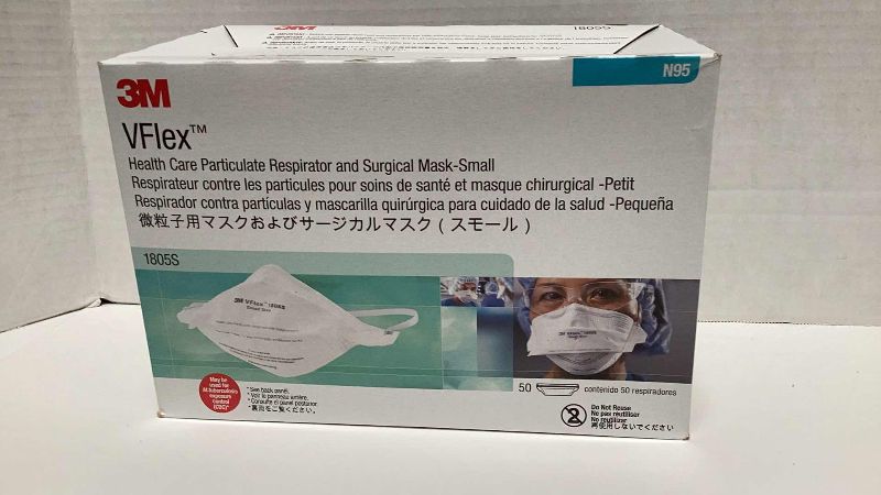 Photo 1 of 3M VFLEX N 95 PARTICULATE RESPIRATOR SURGICAL MASK SIZE SMALL BOX OF 50 1805S