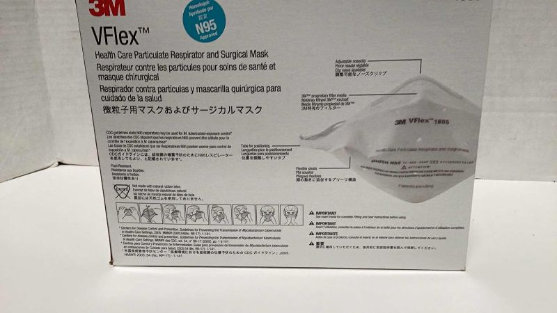 Photo 2 of 3M VFLEX N 95 PARTICULATE RESPIRATOR SURGICAL MASK BOX OF 50 1805
