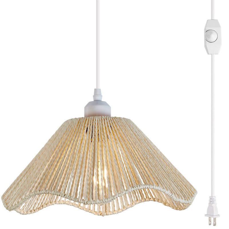 Photo 1 of Karzibo Off-White Pendant Light W Dimmable Woven Hemp Rope Hanging Lamp