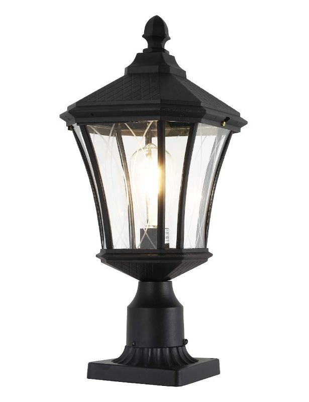 Photo 1 of Post Lights Outdoor Post Lantern 20" Exterior Post Coach Light With Pier Mount Base, Weather Resistant Aluminum With Clear Glass Pier Mount Light Black Outdoor Pole Light For Patio, Porch, Yard
