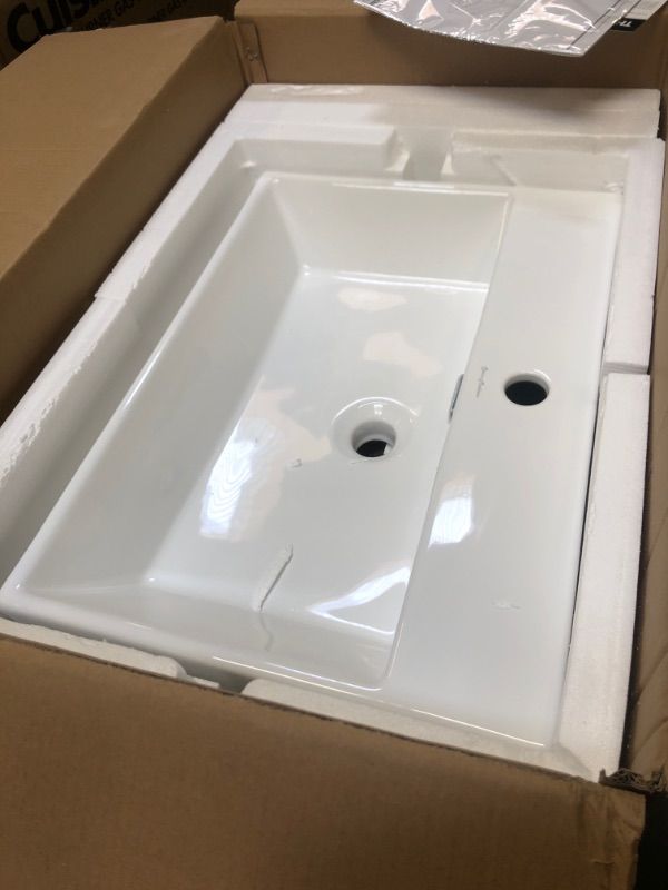 Photo 2 of Swiss Madison Well Made Forever SM-CS721, Claire 24" Ceramic Console Sink In Glossy White Basin
