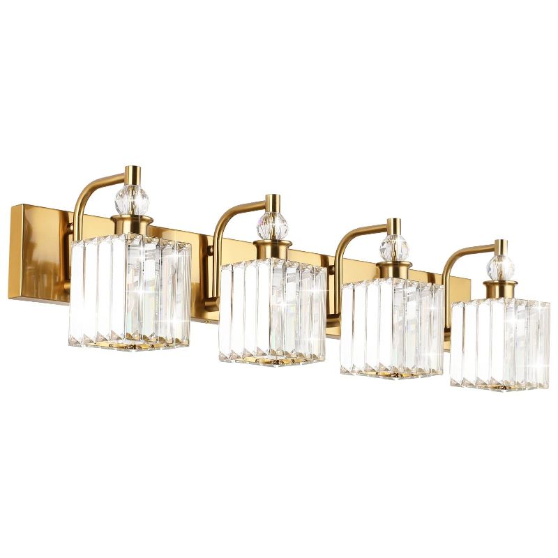 Photo 1 of Ralbay Crystal Gold Vanity Lights 4-Lights 31.5''Gold Crystal Vanity Lights4 light