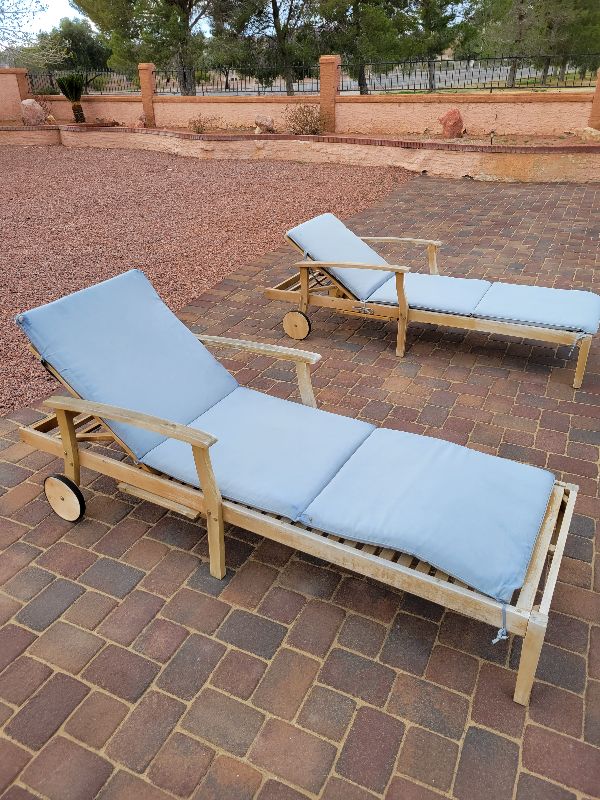 Photo 1 of PAIR OF WOODEN RECLINING LAWN CHAIRS