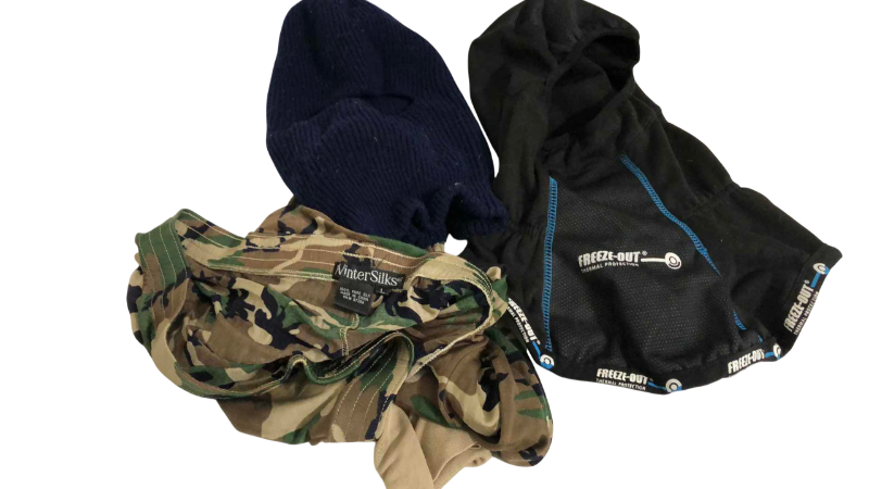 Photo 1 of COLD WEATHER HEAD GEAR AND 100% SILK CAMO LONG UNDERWEAR SIZE L