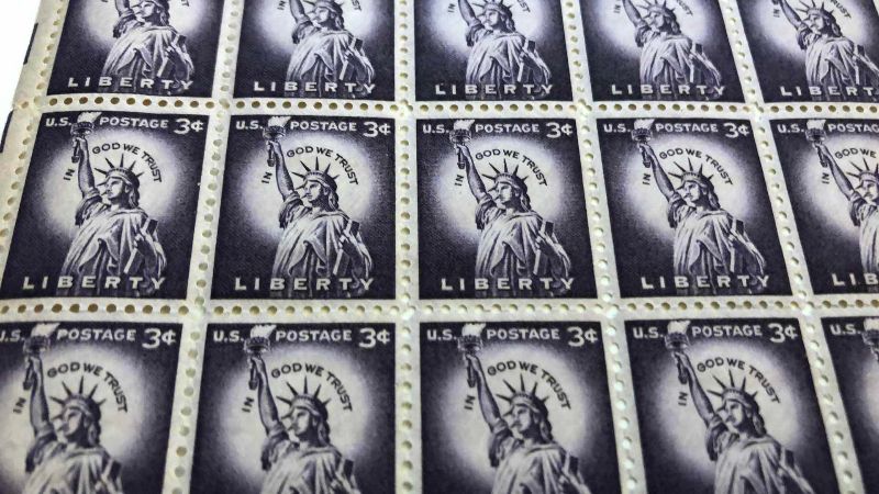 Photo 1 of UNITED STATES VINTAGE 1954 LIBERTY SERIES 100 3 CENT STAMPS