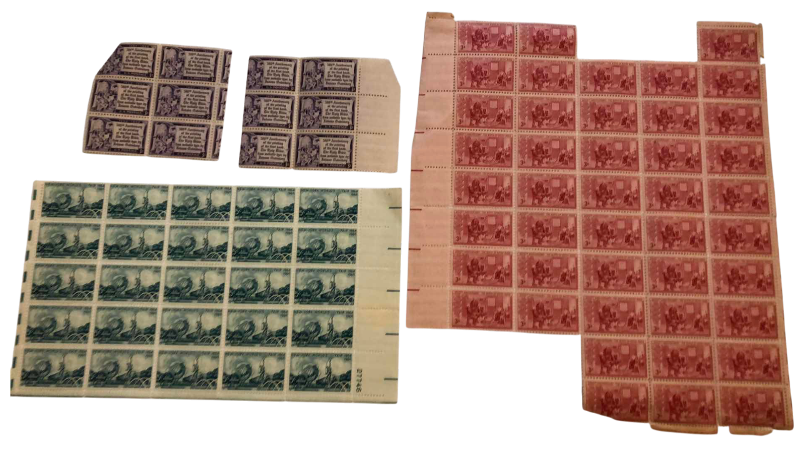 Photo 1 of UNITED STATES VINTAGE 1952 “BETSY ROSS BIRTH” 44 3 CENT STAMPS, 1965 “NEW YORK WORLD FAIR” 25 5 CENT STAMPS AND 1952 “ANNIVERSARY OF GUTENBERG BIBLE” 12 3 CENT STAMPS