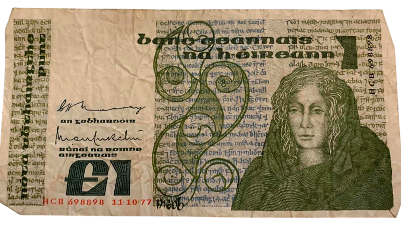 Photo 1 of VINTAGE 1977 IRISH ONE POUND BANKNOTE