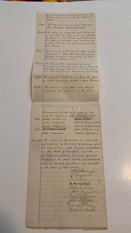 Photo 1 of ANTIQUE CERTIFICATE OF INCORPORATION, 1870