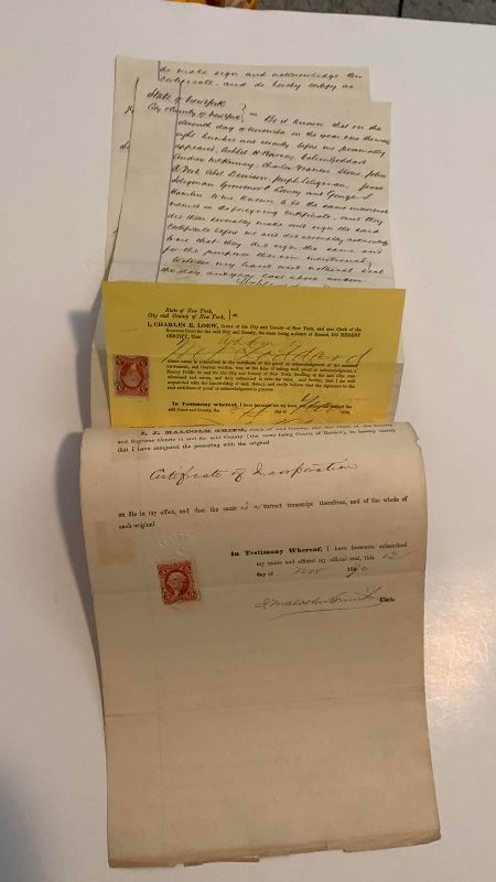 Photo 1 of ANTIQUE CERTIFICATE OF INCORPORATION, 1870