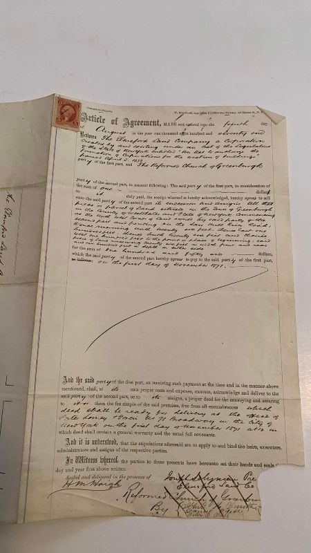 Photo 1 of ANTIQUE CONTRACT FOR PROPERTY 1871