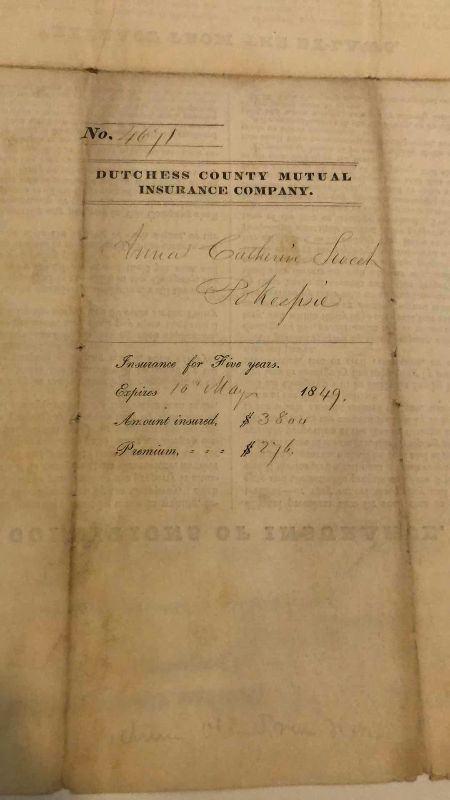 Photo 1 of ANTIQUE INSURANCE DOCUMENT 1849