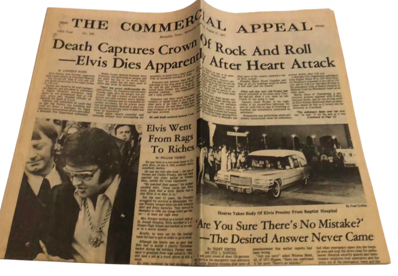Photo 1 of VINTAGE DEATH IF ELVIS MEMPHIS TENNESSEE NEWSPAPER 1977