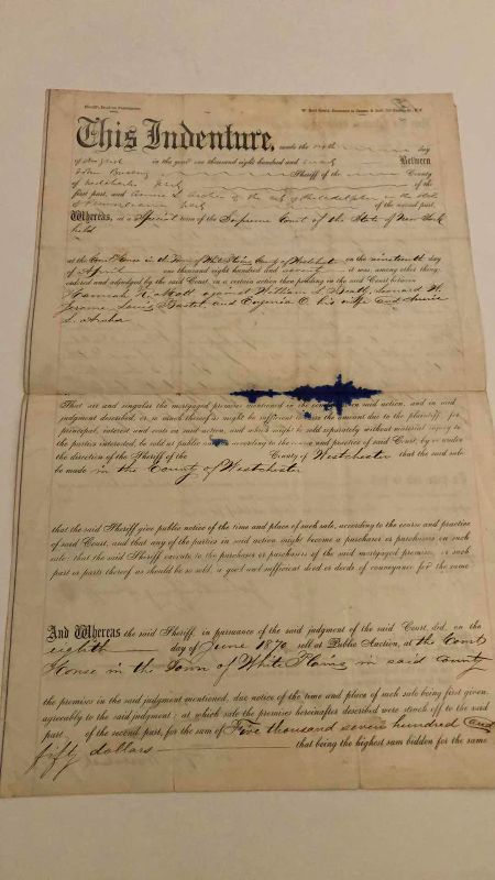 Photo 1 of ANTIQUE 1870 DEED OF FORECLOSURE