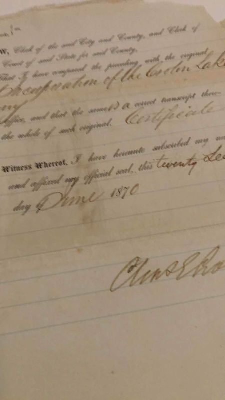 Photo 1 of ANTIQUE 1870 ARTICLES OF INCORPORATION WITH SEAL