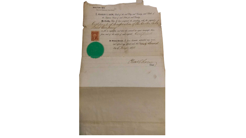 Photo 1 of ANTIQUE 1870 ARTICLES OF INCORPORATION WITH SEAL