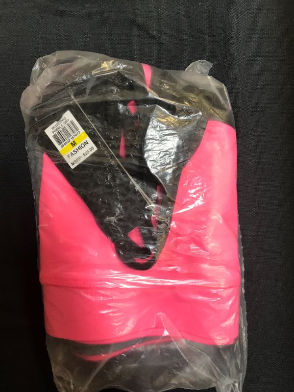 Photo 3 of The Warm Up by Jessica Simpson Junior's Strappy High Impact Padded Sports Bra with Contrast Criss-Cross Piping PINK/GREY -- SIZE MEDIUM 2 PCK