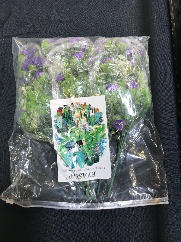 Photo 1 of BSNOW Artificial Flowers 6 Bundles Outdoor Fake Flowers for Decoration UV Resistant No Fade Faux Plastic Plants Garden Porch Window Box Décor (Blue)
