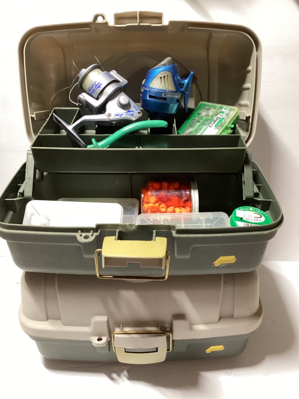 Photo 1 of TACKLE BOXES, 2 REELS & ASSORTED FISHING ACCESSORIES