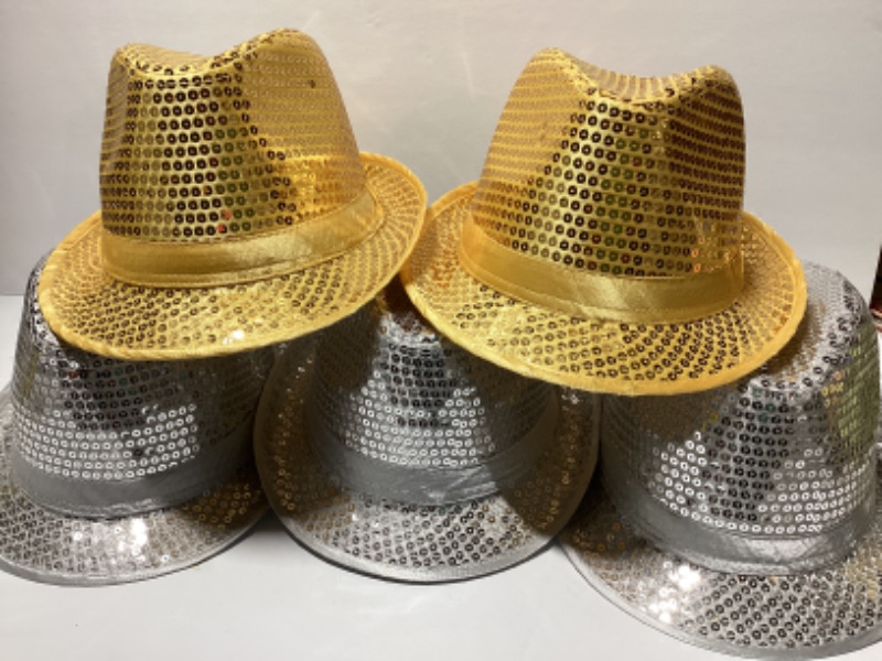 Photo 1 of NOS GOLD & SILVER SEQUINED FADORA HATS