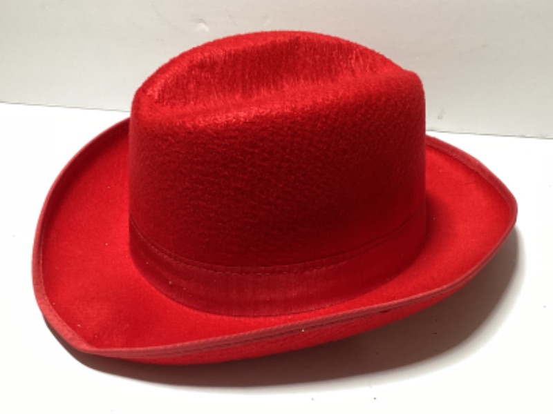 Photo 2 of NOS RED & CREAM FELT FEDORA HATS MADE IN USA 