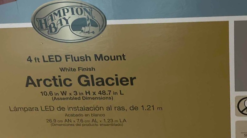 Photo 3 of HAMPTON BAY 4 FT LES FLUSH MOUNT - WHITE FINISH ARTIC GLACIER