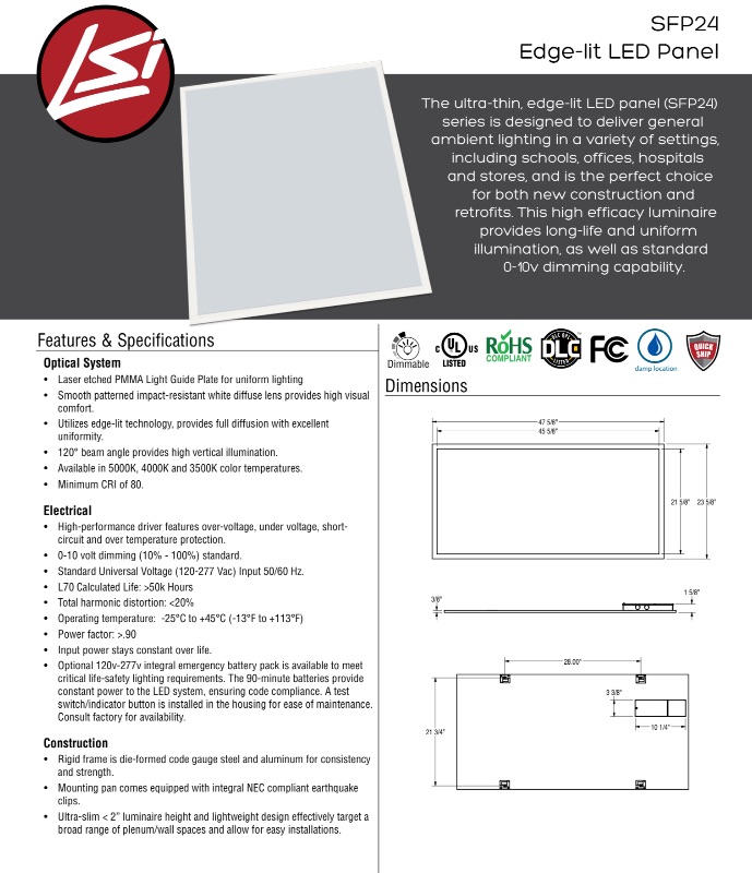 Photo 2 of LSI INDUSTRIES - SFP24 ULTRA THIN LED PANEL
2’ X 4’