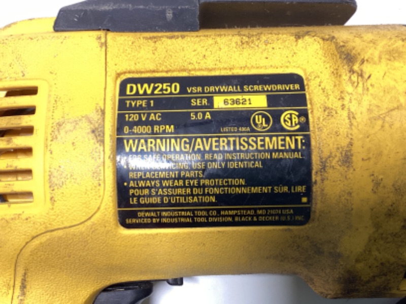 Photo 3 of DEWALT DW250 - VSR DRYWALL SCREW DRIVER