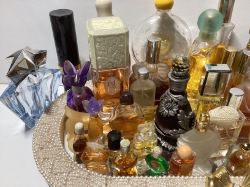 Photo 3 of VANITY TRAY & PERFUME BOTTLES SOME HALF FULL SOME EMPTY 