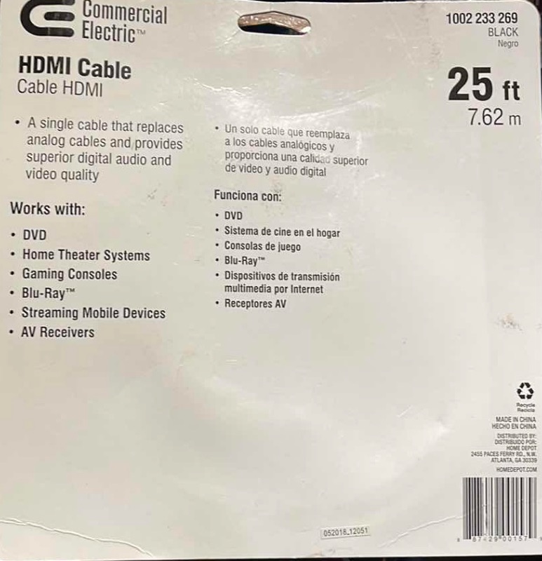 Photo 3 of COMMERCIAL ELECTRIC HDMI CABLE 25” LOT OF 3