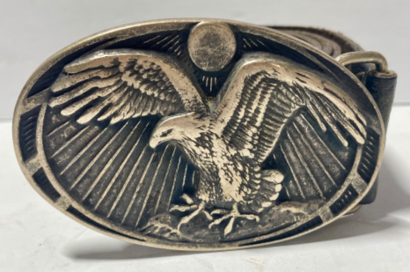 Photo 1 of BUCKELS OF AMERICA VINTAGE EAGLE BELT BUCKLE W/ BELT